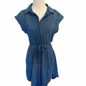 Cloth & Stone Blue Chambray Knit Belted Dress M